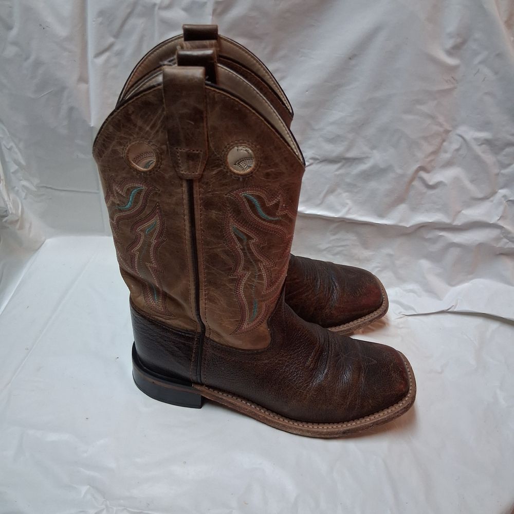 Old West Brown Leather Cowboy Boots